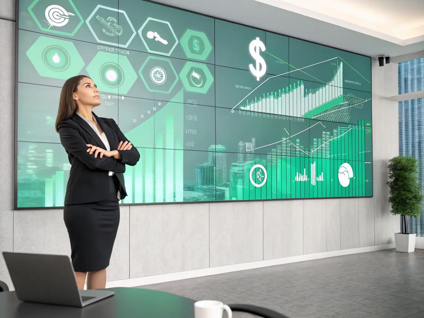 An image of a financial advisor analyzing investment charts on a digital tablet with Mexico City skyline in the background, representing Investment Strategies.