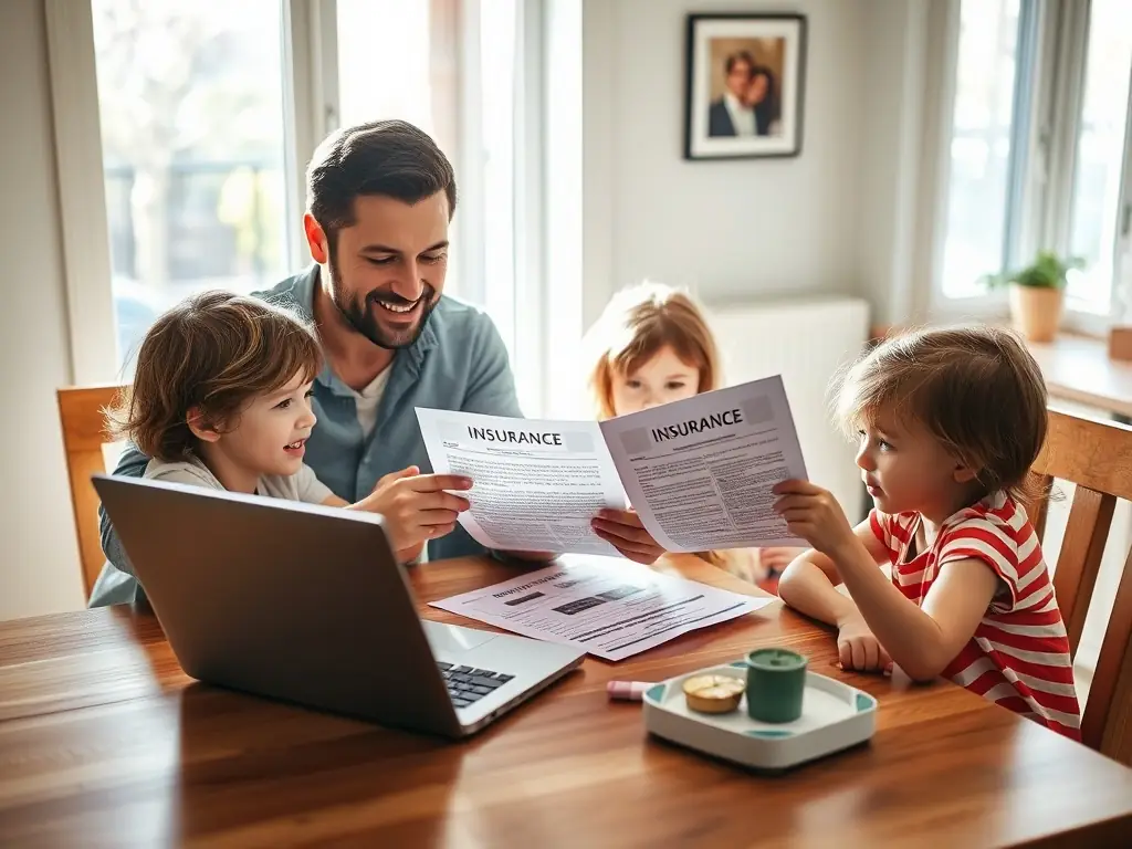 A family happily planning their financial future together, representing the security and peace of mind that wealth management provides.